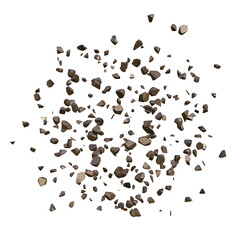 Broken Stone Debris Impact Overlay, Transparent Background PNG
