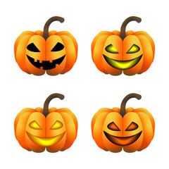Pumpkin set. Orange Halloween silhouette pumpkin, vector, autumn.