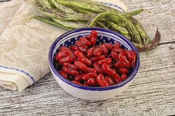 Baked red canned bean in the bowl
