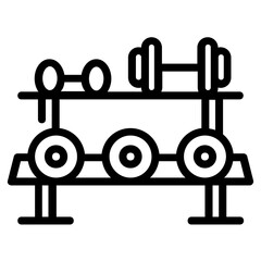 An icon of dumbbells designed in line style 