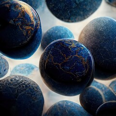 Blue marble sphere on background with light. 3d art.