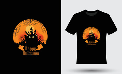 Realistic halloween full moon Scary night t shirt design 22