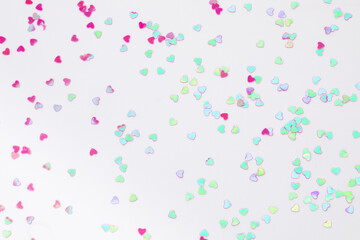 sparkles hearts on white background with text place - Image