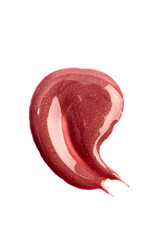 Lipstick swatch isolated on white background. Red lip gloss swipe- Image