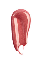 Lipstick swatch isolated on white background. Red lip gloss swipe- Image