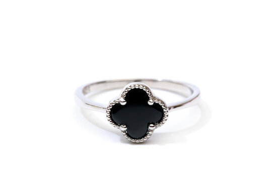  ring with black enamel isolated on white background - Image