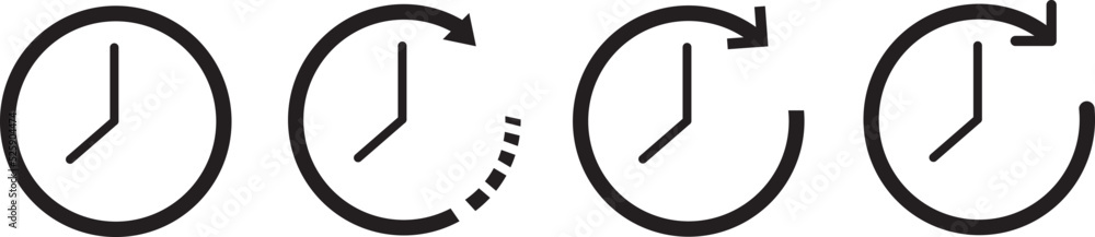 Poster clock with arrow circle. time icon symbol isolated on white background. vector design.