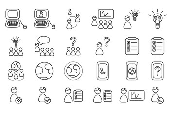 Set of icons about communication, HR and Business. Vector illustration.