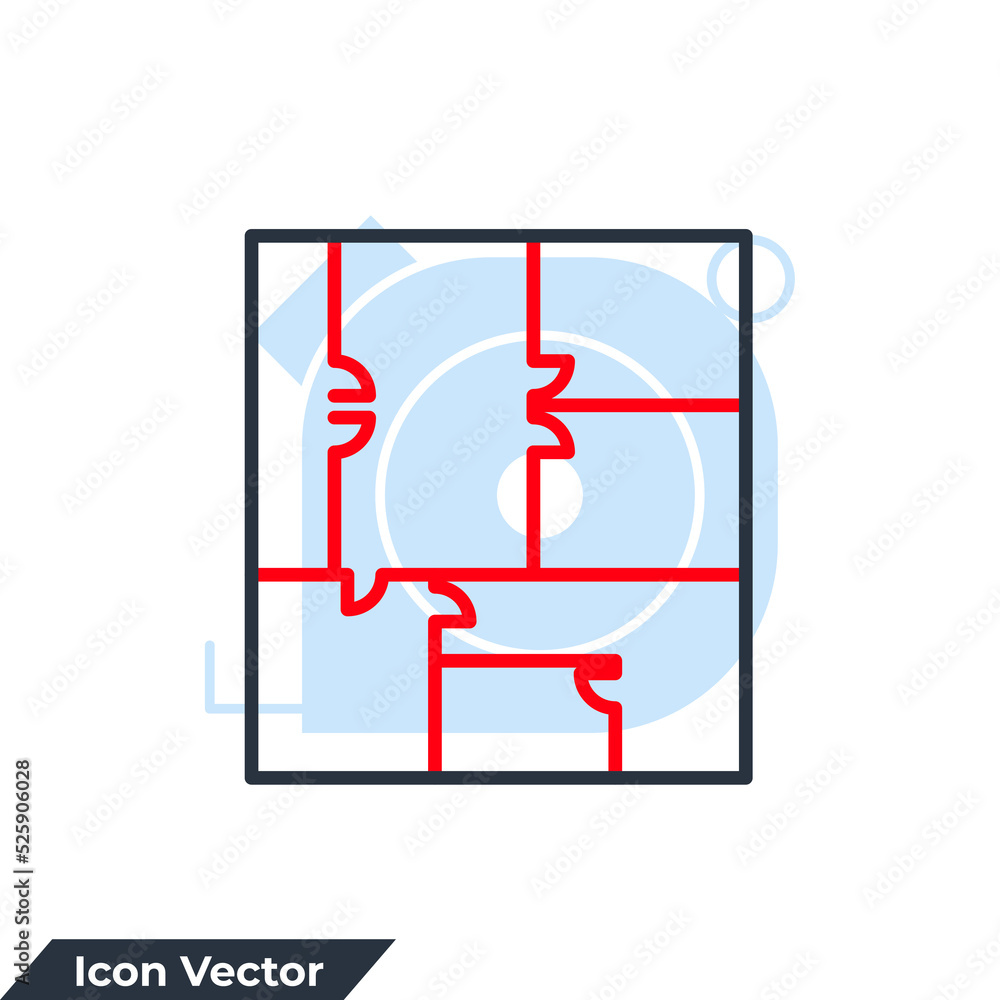 Poster floor plan icon logo vector illustration. blueprint architecture symbol template for graphic and web
