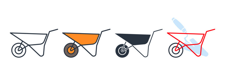 wheelbarrow icon logo vector illustration. Wheelbarrow cart symbol template for graphic and web design collection - obrazy, fototapety, plakaty
