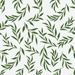 Silhouettes of identical leaves seamless pattern