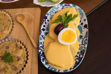 Papa a la huancaina sauce boiled potatoes peruvian food entree dish