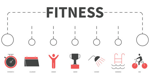 fitness Vector Illustration concept. Banner with icons and keywords . fitness symbol vector elements for infographic web