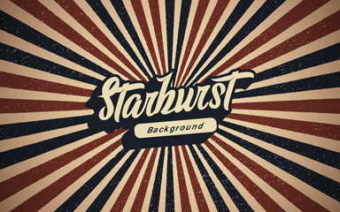 Retro starburst background with retro texture and text effect with the word starburst as an example