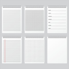 Vector isolated mockup of notebook sheets