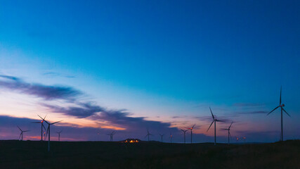 Sunset over West Coast One wind farm, South Africa - obrazy, fototapety, plakaty