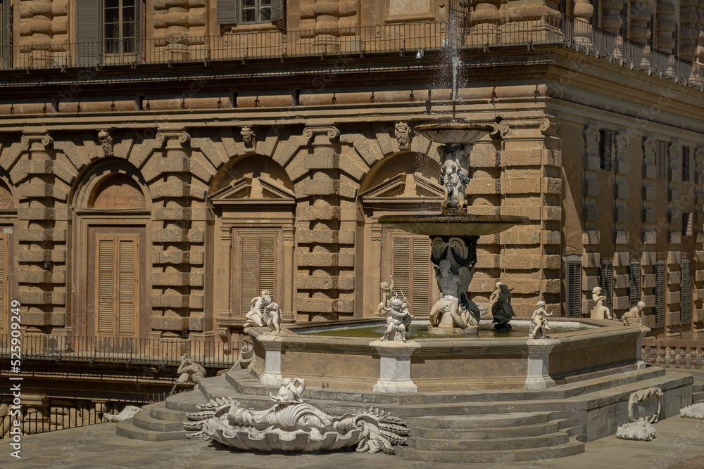 Canvas Prints Monumental fountain with Pitti Palace in Boboli garden