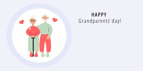 Happy Grandparents Day Greeting Card. Text for your place. Vector Illustration for card, postcard, poster, banner..