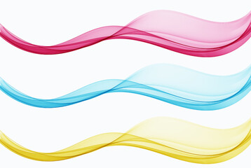 Set of blue, red, green flow waves abstract design element