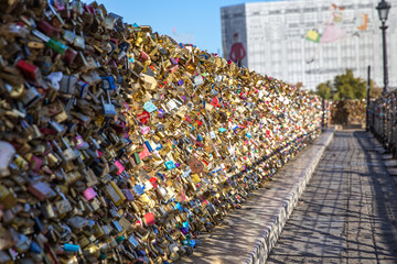 traditional romantic spot in paris, bridge of padlocks