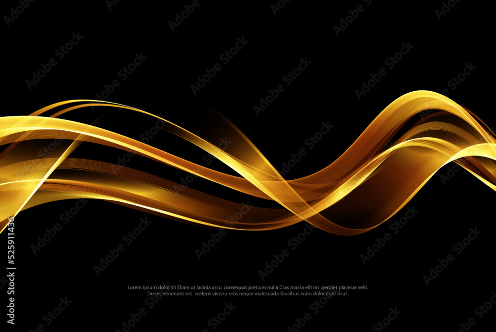 Poster abstract shiny golden wave design element,gold glitters flow of transparent swirl wave. holiday desi
