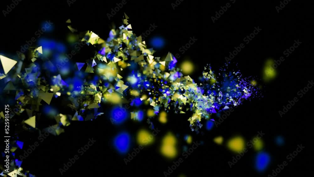 Poster Black background. Design.Light candy in bright computer graphics that fly in different directions continuously.