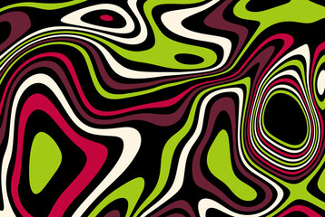 Bright multicolored abstract stain texture design. Modern art of optical illusions. Background with flowing striped spots for poster, flyer, fabric print and presentation