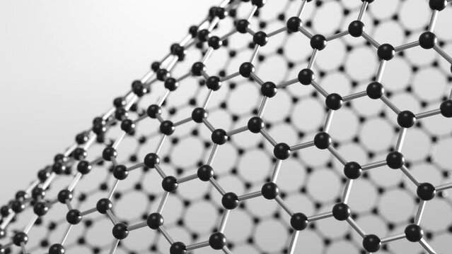 materials science graphene molecular structure, nanotechnology and chemistry 3d render. can be used to represent superconductivity, physics or a nanotube material