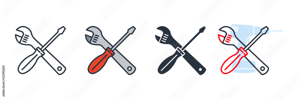 Poster tools icon logo vector illustration. setting symbol template for graphic and web design collection
