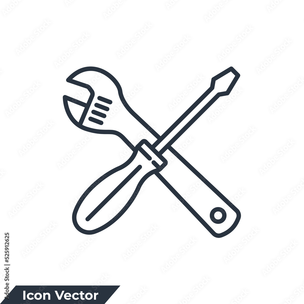 Poster tools icon logo vector illustration. setting symbol template for graphic and web design collection