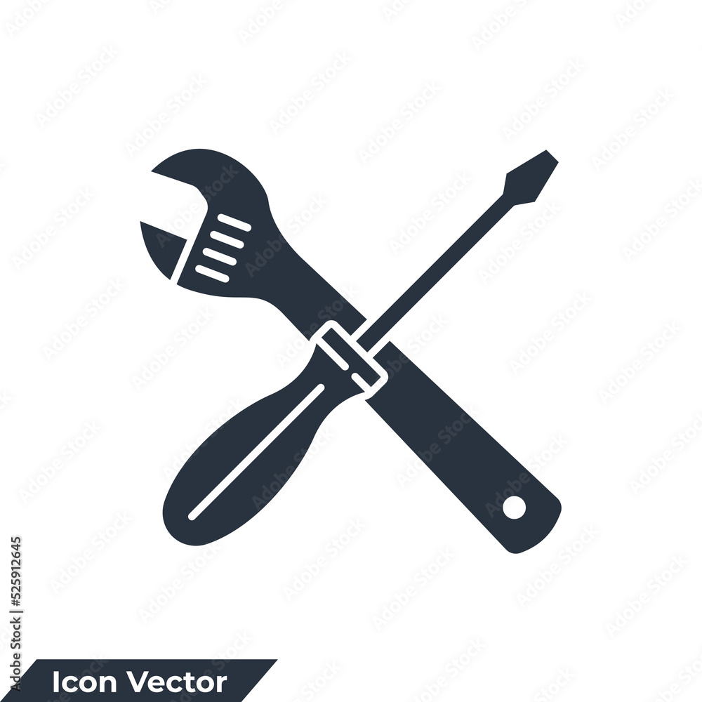 Poster tools icon logo vector illustration. setting symbol template for graphic and web design collection