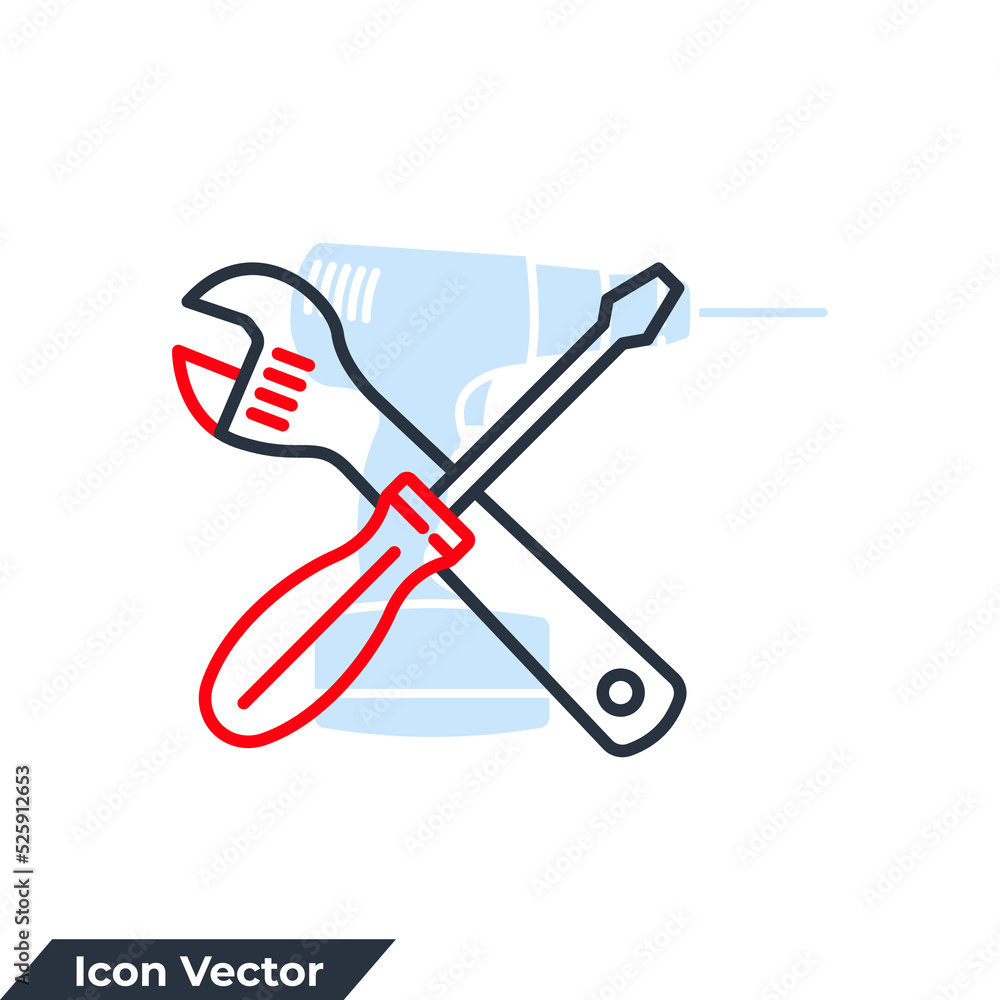 Poster tools icon logo vector illustration. setting symbol template for graphic and web design collection