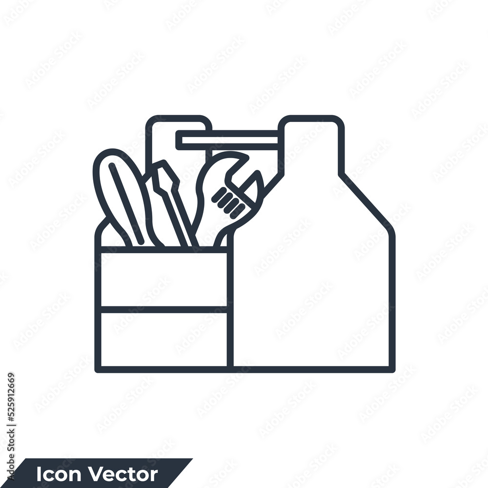 Poster toolbox icon logo vector illustration. tool box symbol template for graphic and web design collectio