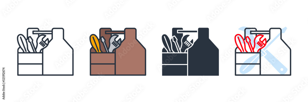 Poster toolbox icon logo vector illustration. tool box symbol template for graphic and web design collectio