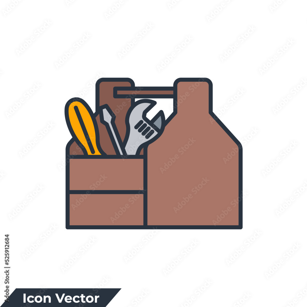 Poster toolbox icon logo vector illustration. tool box symbol template for graphic and web design collectio