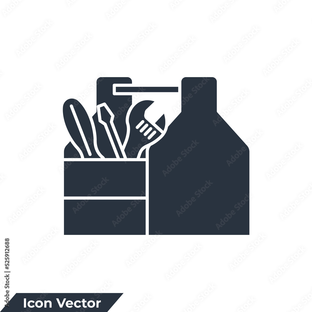 Poster toolbox icon logo vector illustration. tool box symbol template for graphic and web design collectio