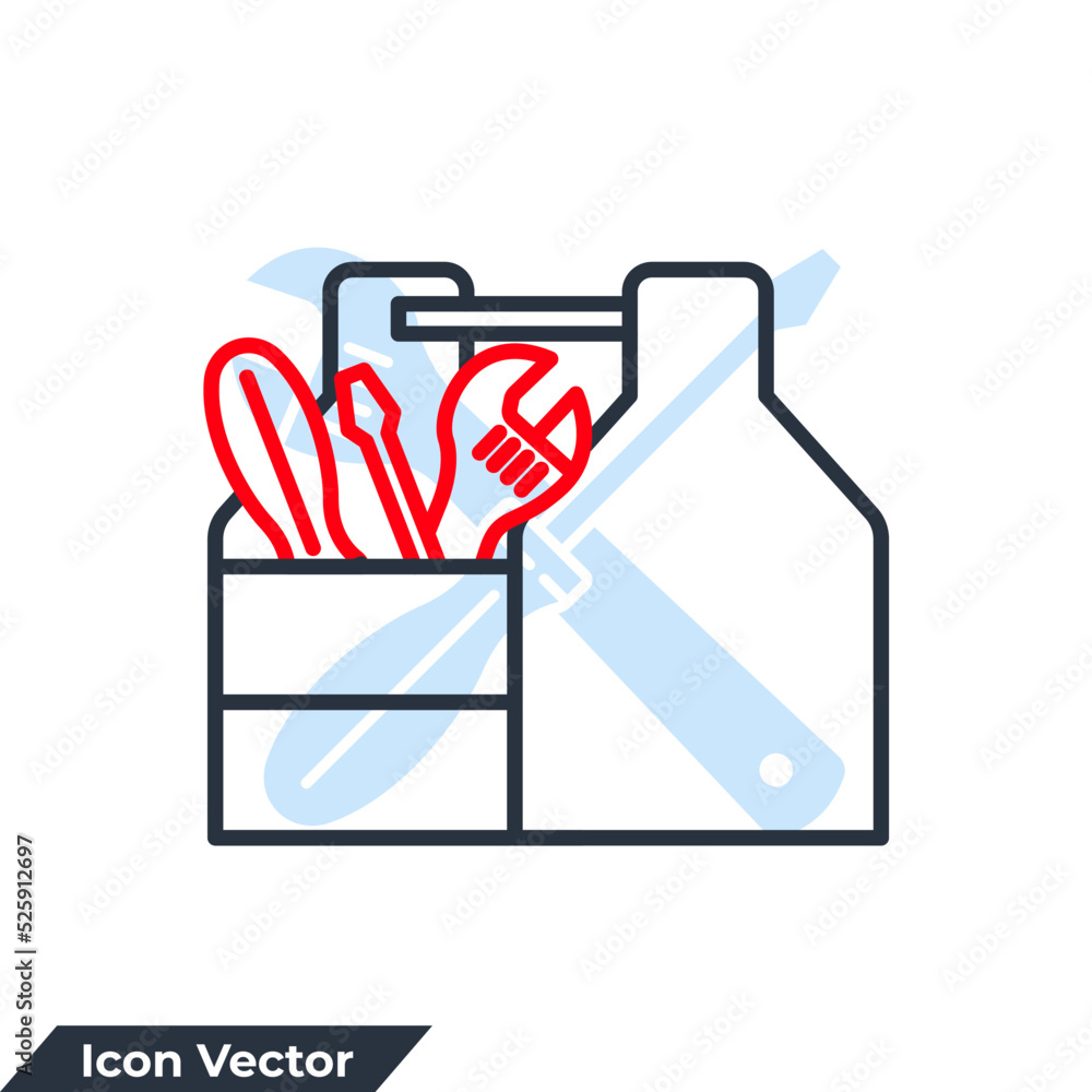 Poster toolbox icon logo vector illustration. tool box symbol template for graphic and web design collectio