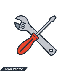tools icon logo vector illustration. Setting symbol template for graphic and web design collection