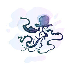 Medusa  flying in the clouds illustration 