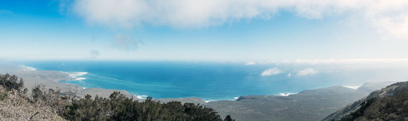 panorama view of the pacific ocean from National park Fray Jorge, Chile