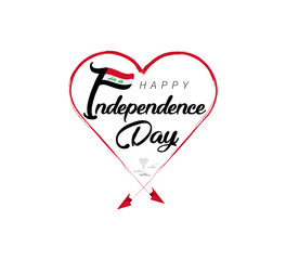 happy independence day of Iraq. Airplane draws cloud from heart. National flag vector illustration on white background.