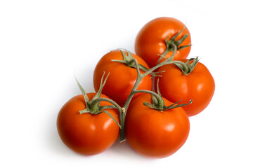 Branch of reBranch of red tomatoes on a white backgroundd tomatoes on a white background
