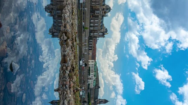 Timelapse footage of the old town of Dresden with water refflection during amazi