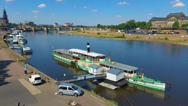 Dresden Old Town taken from the bank of the Elbe river