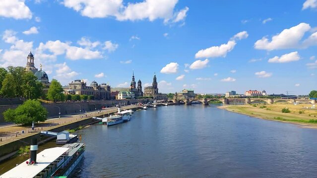 Dresden Old Town taken from the bank of the Elbe river