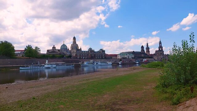 Dresden Old Town taken from the bank of the Elbe river