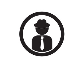 Avatar - a man in tie, suit and hat. Police officer, detective