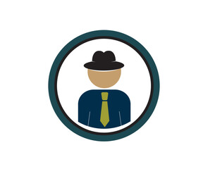 Avatar - a man in tie, suit and hat. Police officer, detective