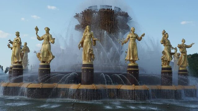 Central avenue of VDNH park, Moscow, Russia

