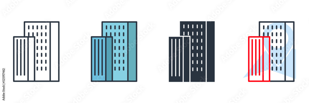 Poster building icon logo vector illustration. architecture concept symbol template for graphic and web des